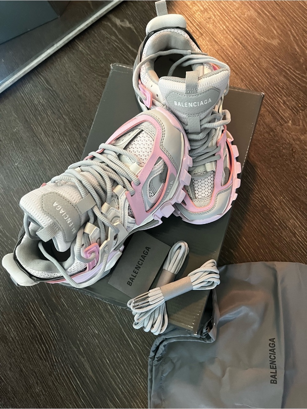 Balenciaga Track Sneakers Pink Grey Women’s US 7 w/ Box & Extra Laces - Picture 2 of 2